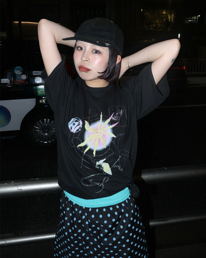 ユニークプリントオーバーフィットショートスリーブTシャツ