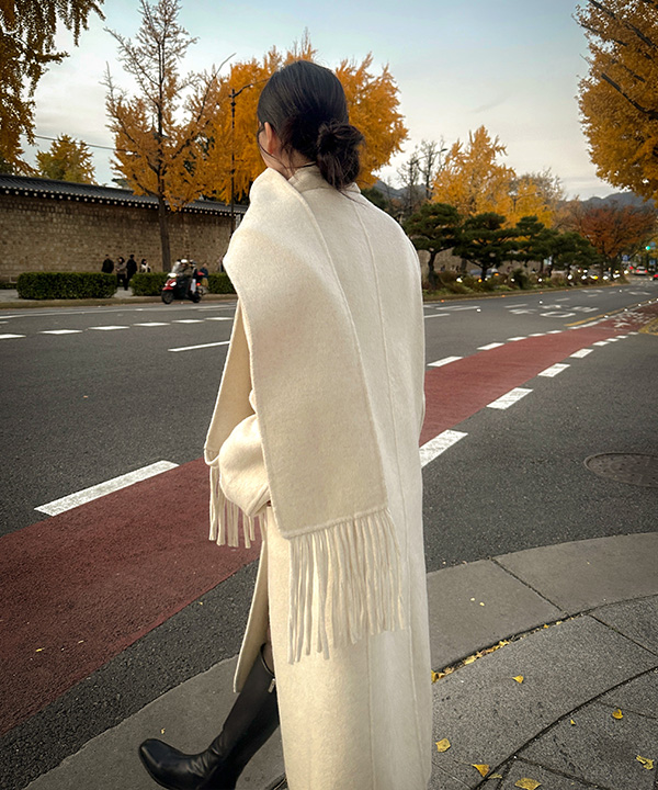 ラウンドネックコート&マフラーセット