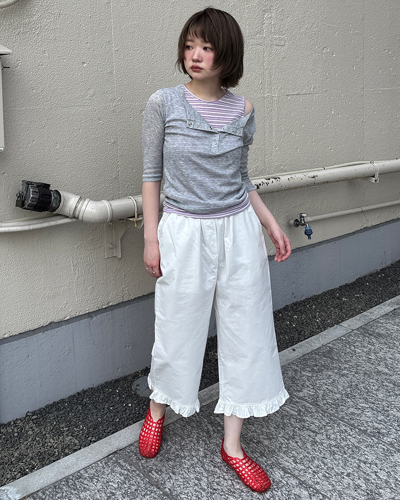 フリルヘムワイドハーフパンツ