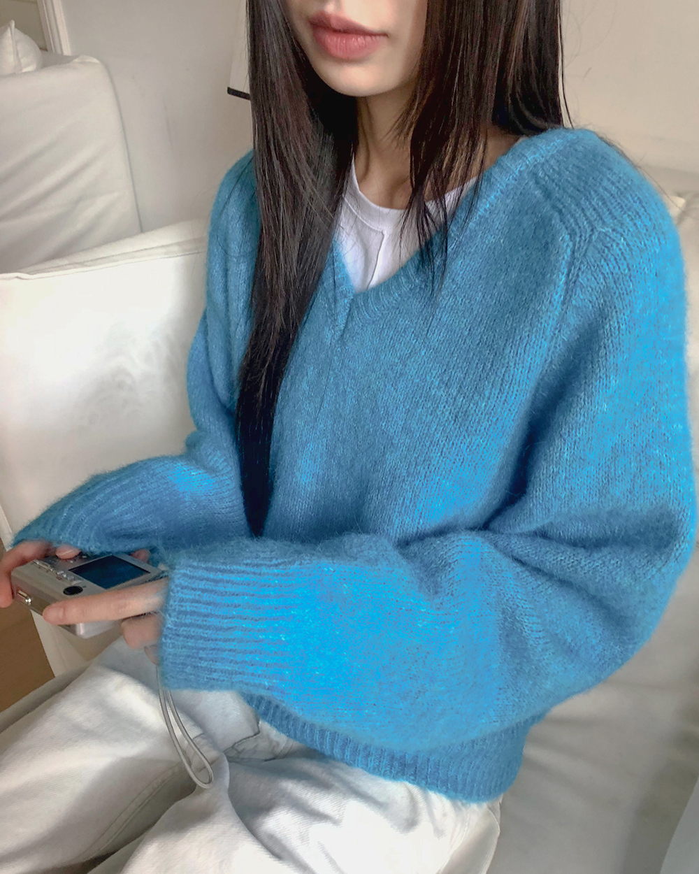 ルーズオーバーサイズVネックニット