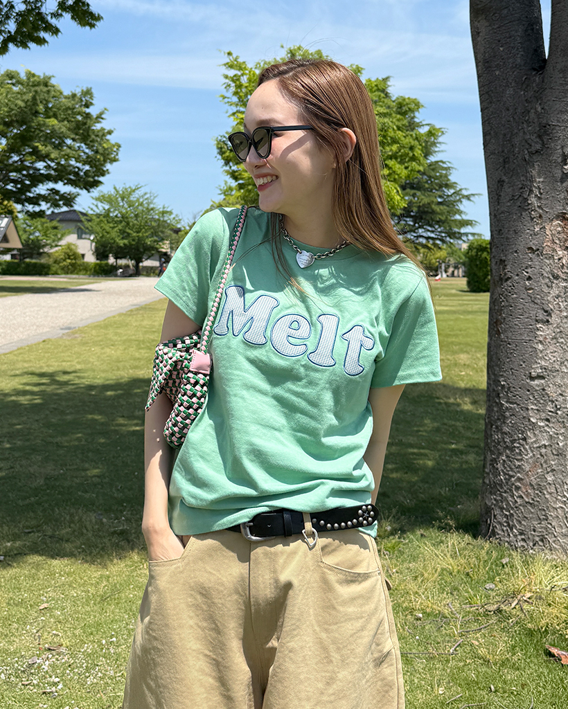 チェックレタリングパッチショートスリーブTシャツ