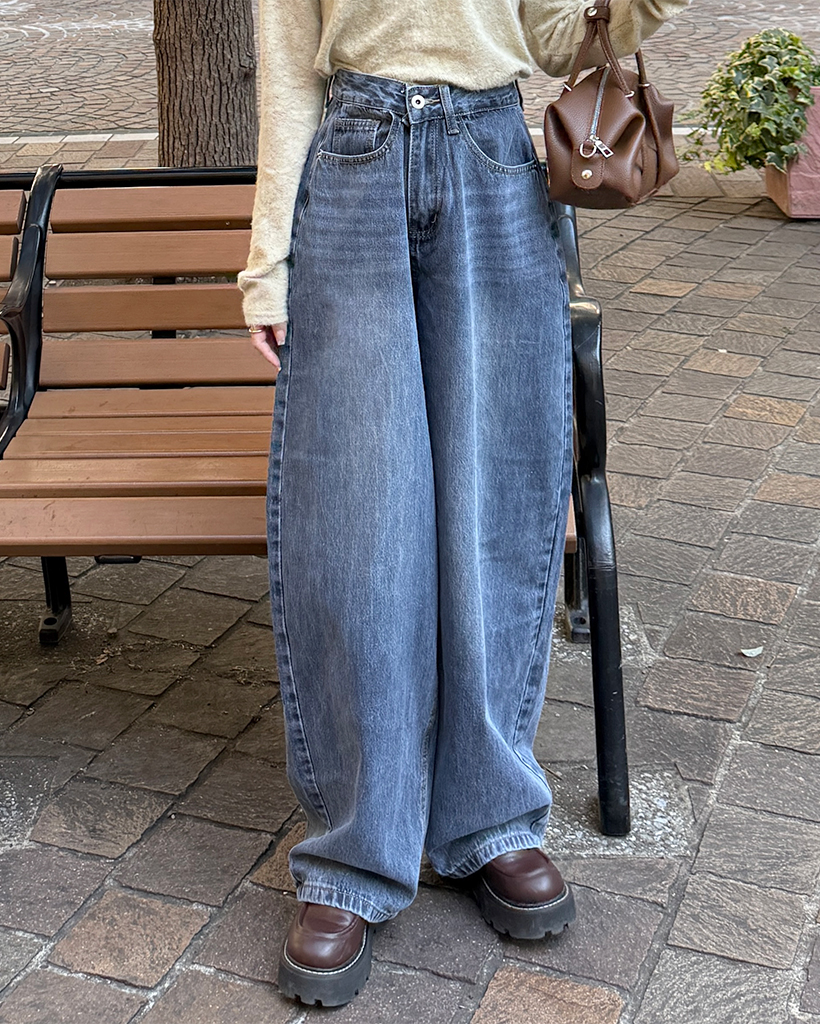 ワイドヴィンテージウォッシュデニムパンツ