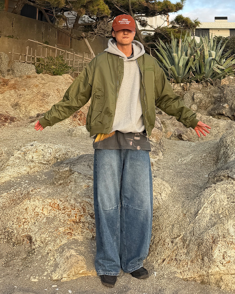 切替ポインテッドデニムパンツ