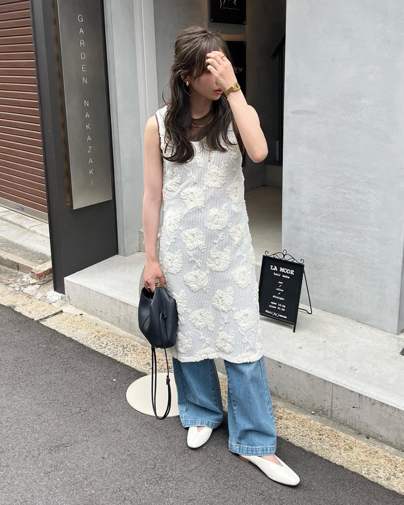 ぴうぽ S・Mサイズ展開】デニムギャザーキャミワンピース