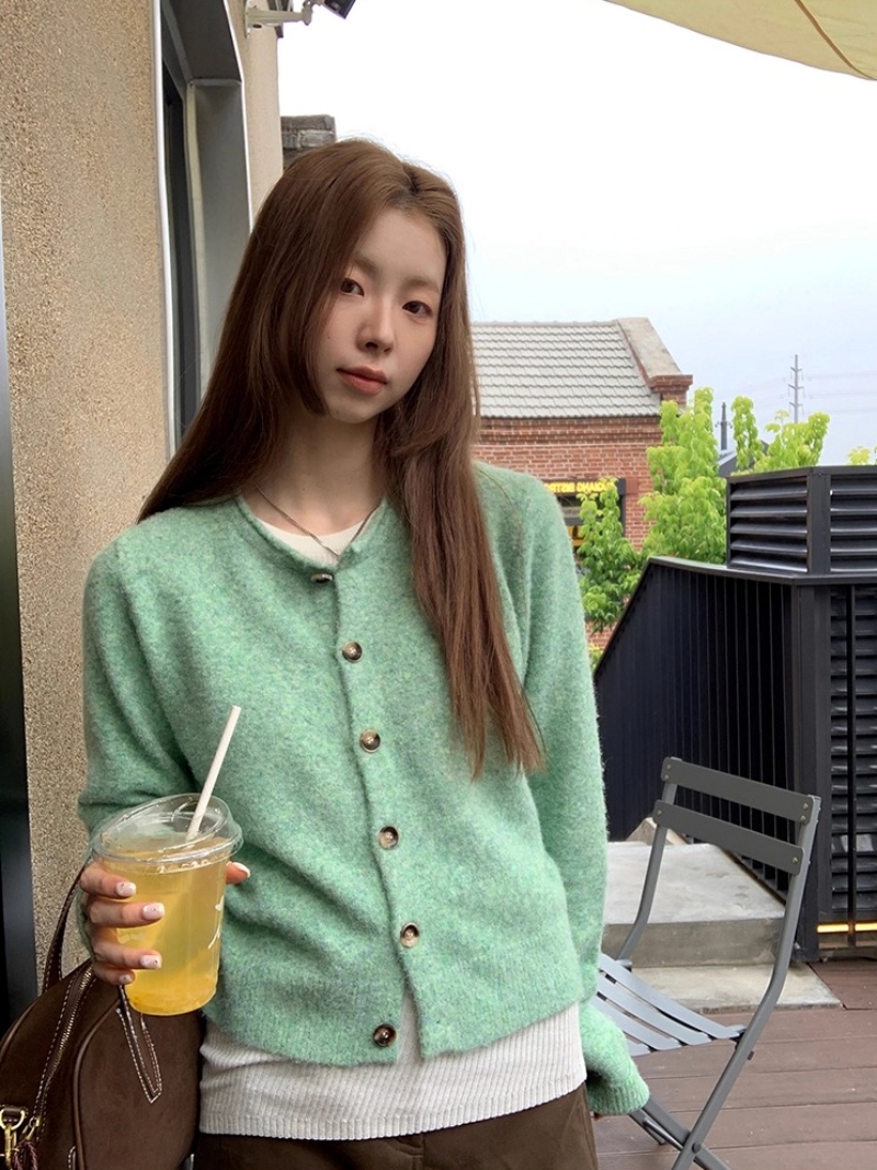 TAN 2020ss ニット　カーディガン　ダブルボタン　ミントグリーン DOUBLE STANDARD CLOTHING（ダブルスタンダードクロージング）の