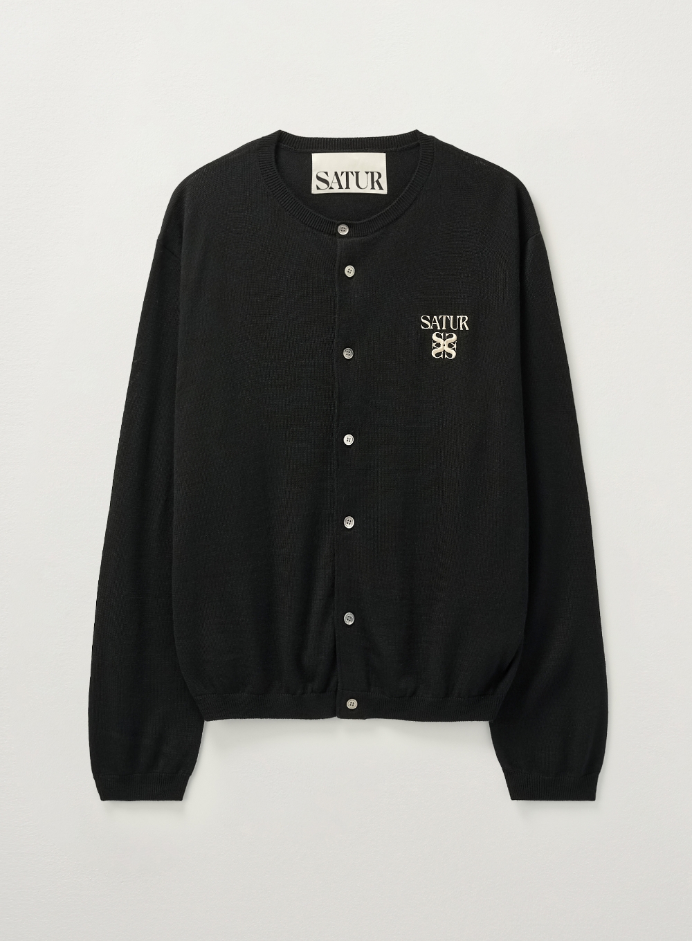 Basic Crew Neck Fine Cardigan - Black | ファッション通販サイト NUGU