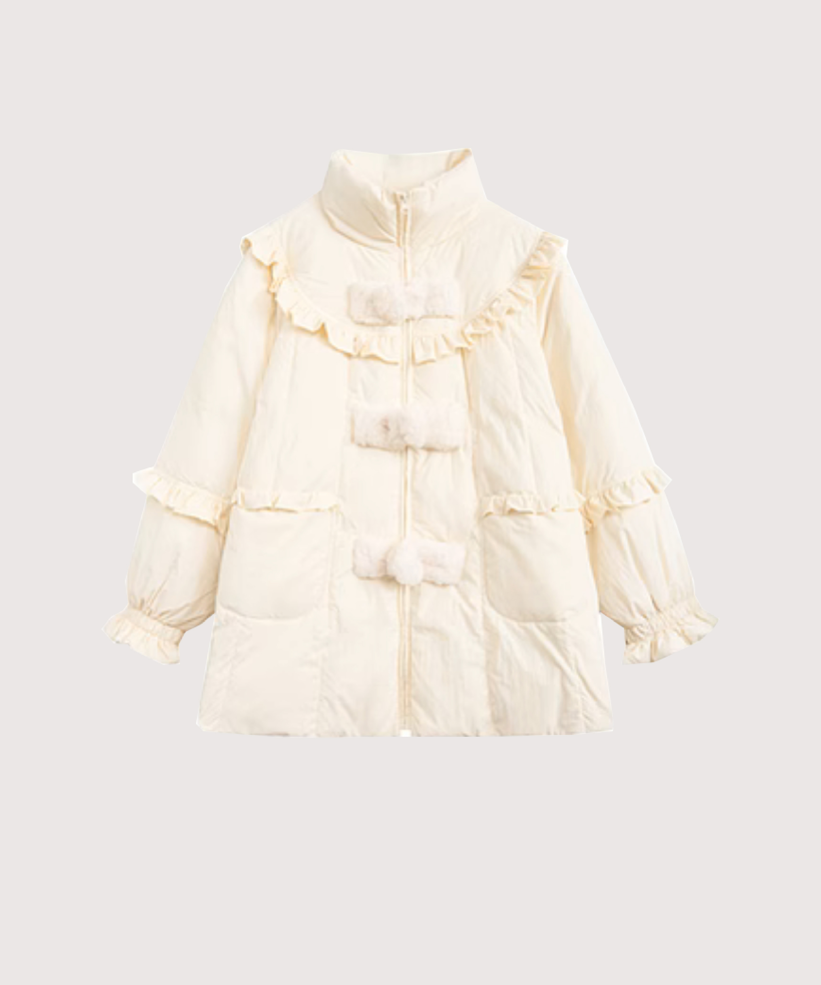 ふわふわバックルフリルダックダウンコート | ファッション通販サイト NUGU