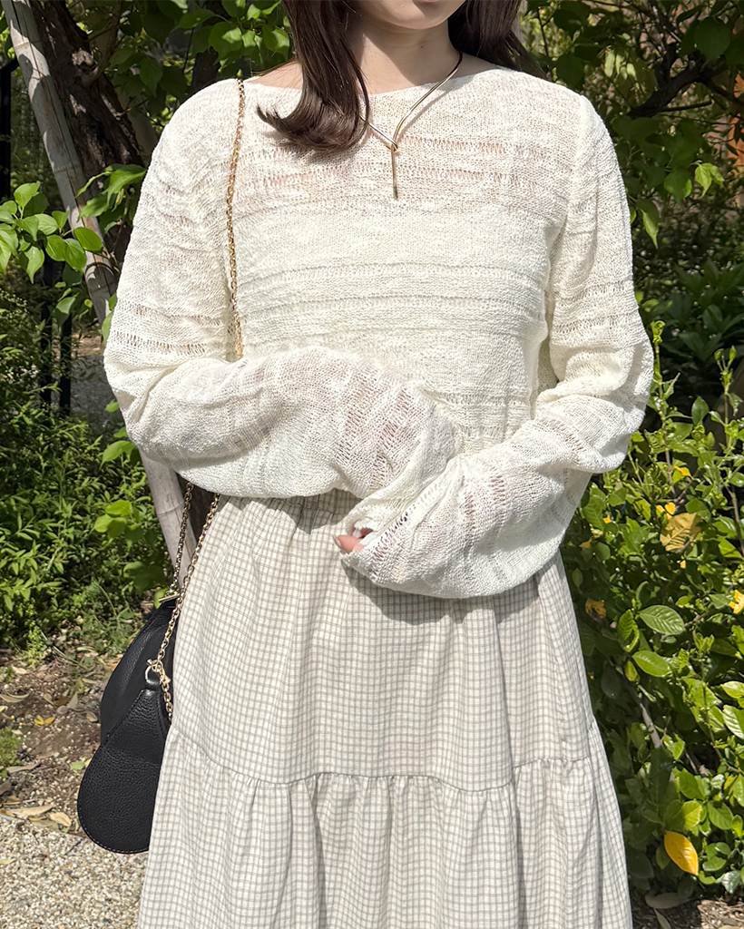 ルーズフィットシースルーニット