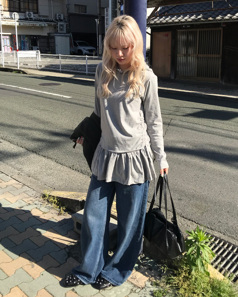 パーカーサイドシャーリングワンピース