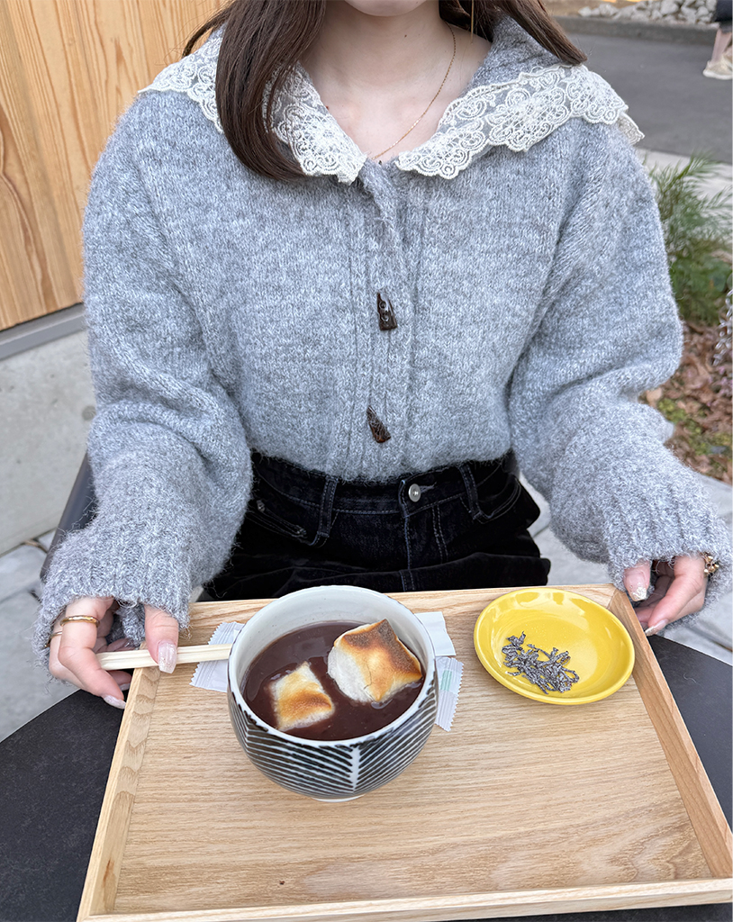 レースセーラーカラーニットカーディガン