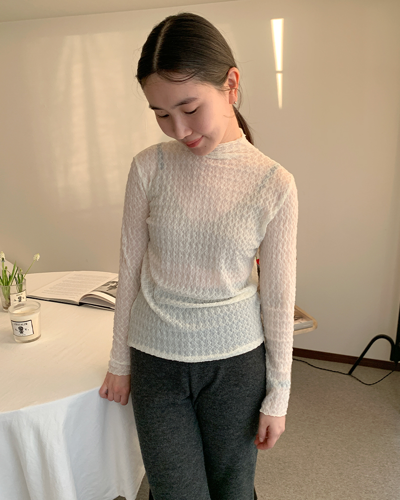 リンクルシースルーレイヤードTシャツ