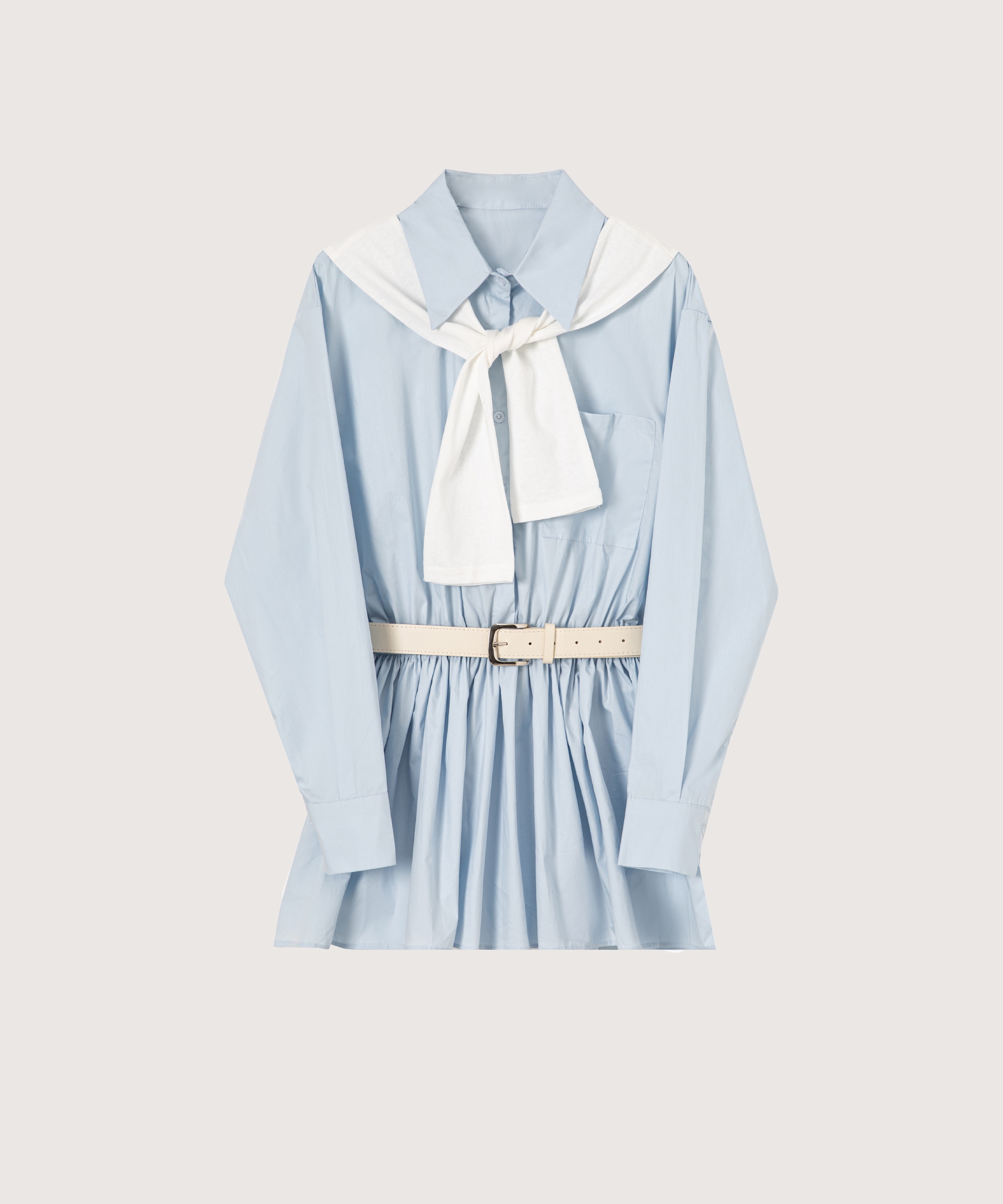 ベルトシャツワンピースショール付き