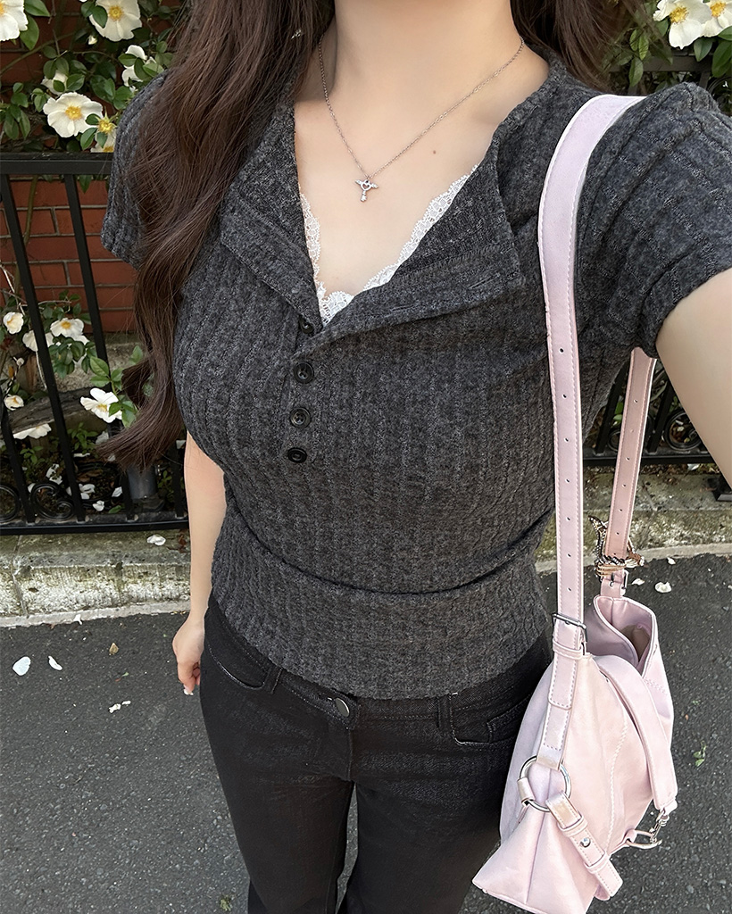 レースレイヤード半袖Tシャツ