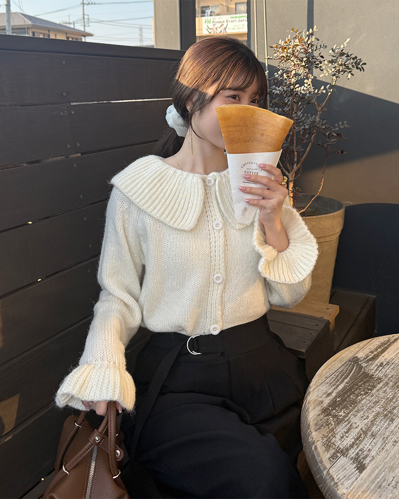 フリルカラーカーディガン
