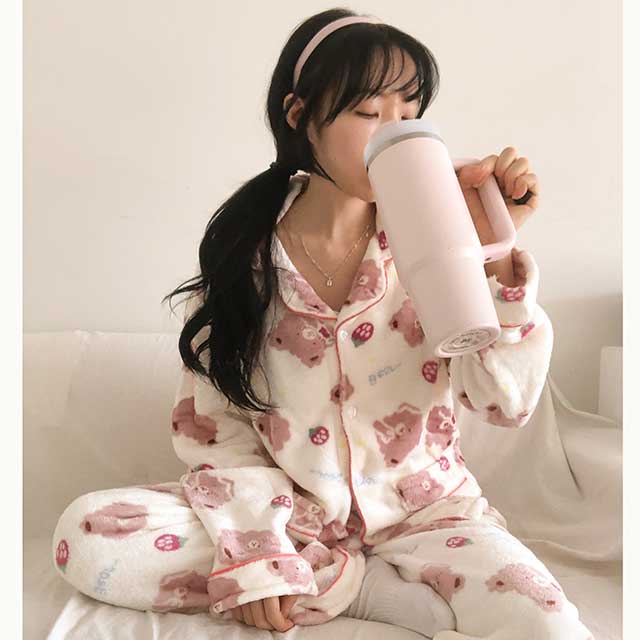 熊柄パジャマセット (ピンク) | ファッション通販サイト NUGU