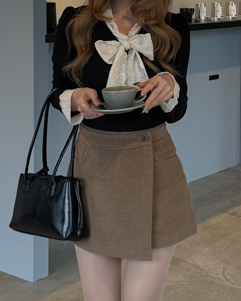 ウエストボタンラップミニスカート