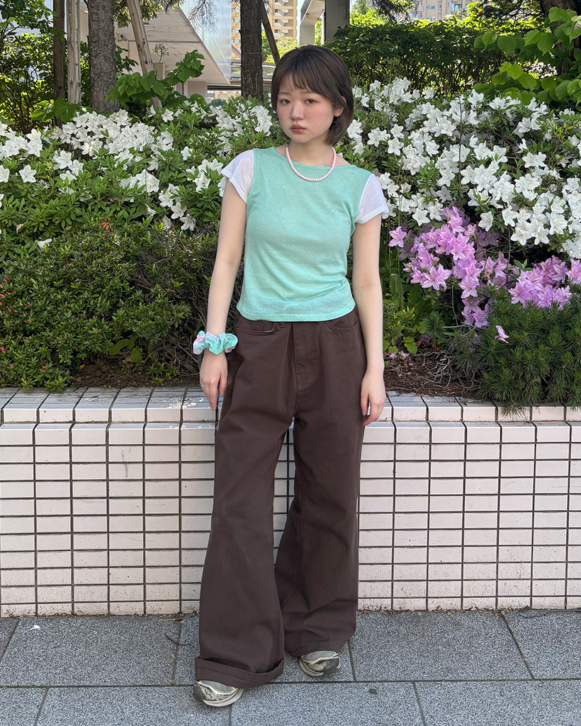 ワイドブーツカットコットンパンツ