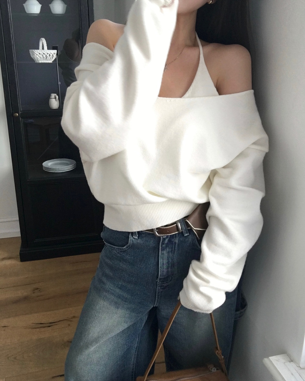 [original]ビガーノースリーブ＋Vネックニットセット