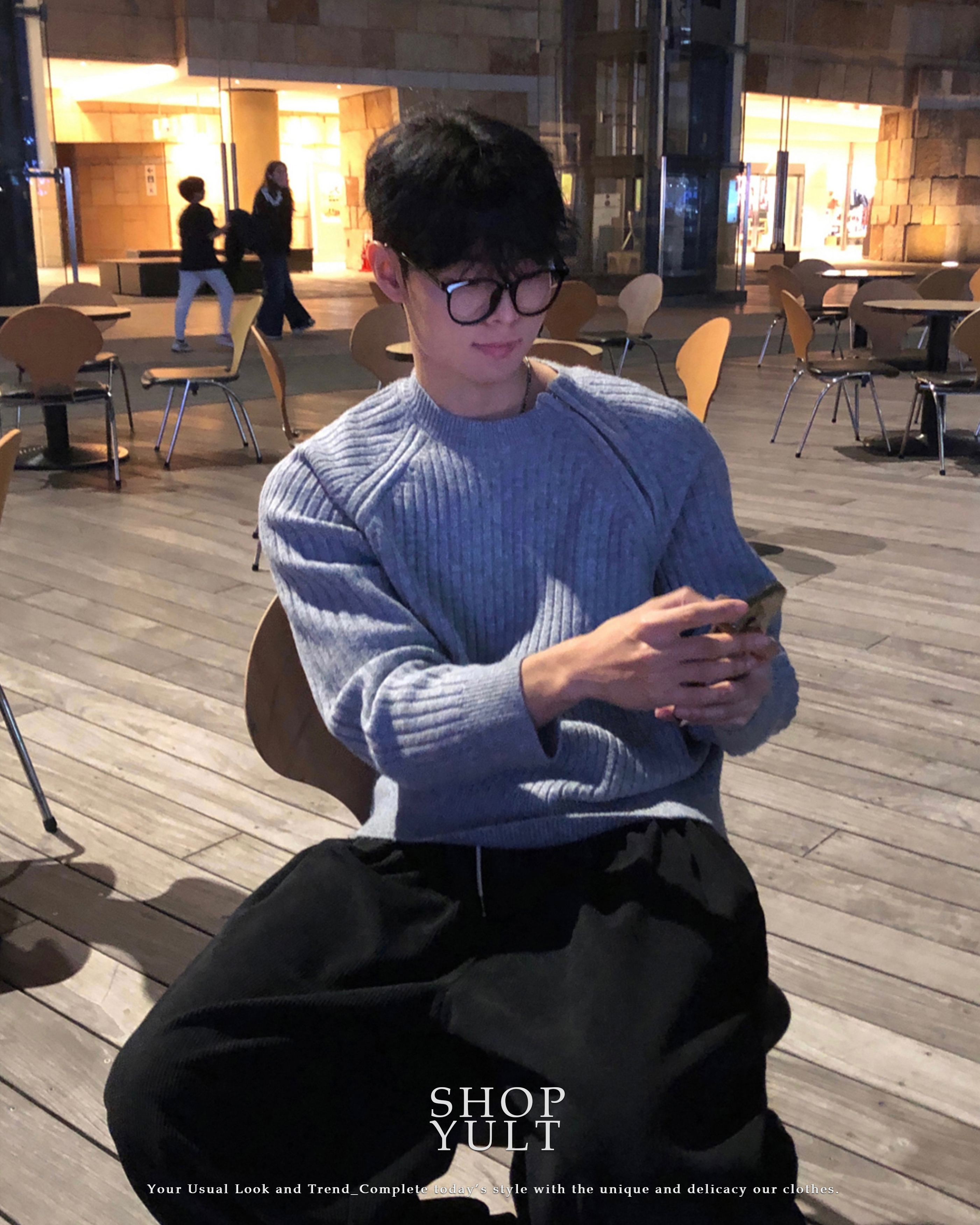 (6 color) ダメージ ジップ ニット