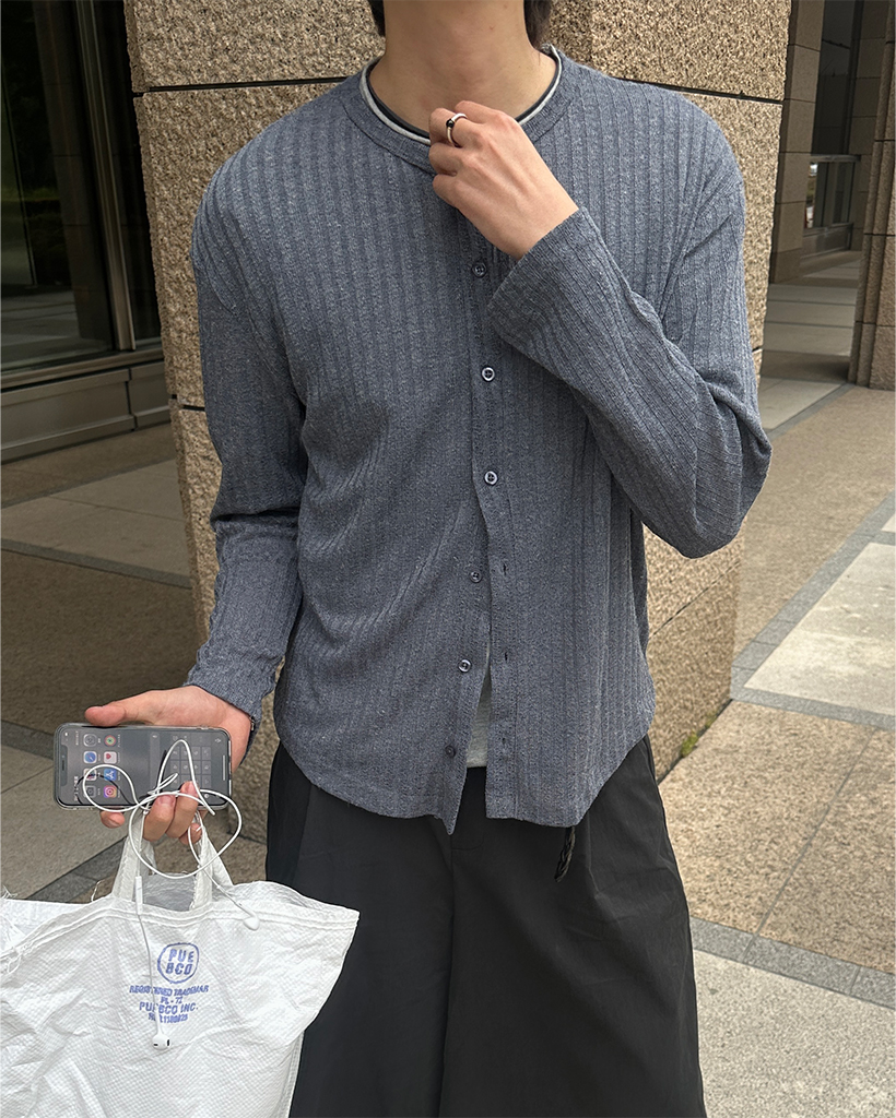リネンラウンドネックサマーカーディガン
