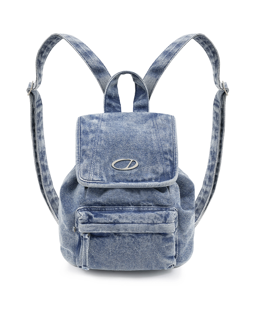Odd signature small denim backpack - BLUE