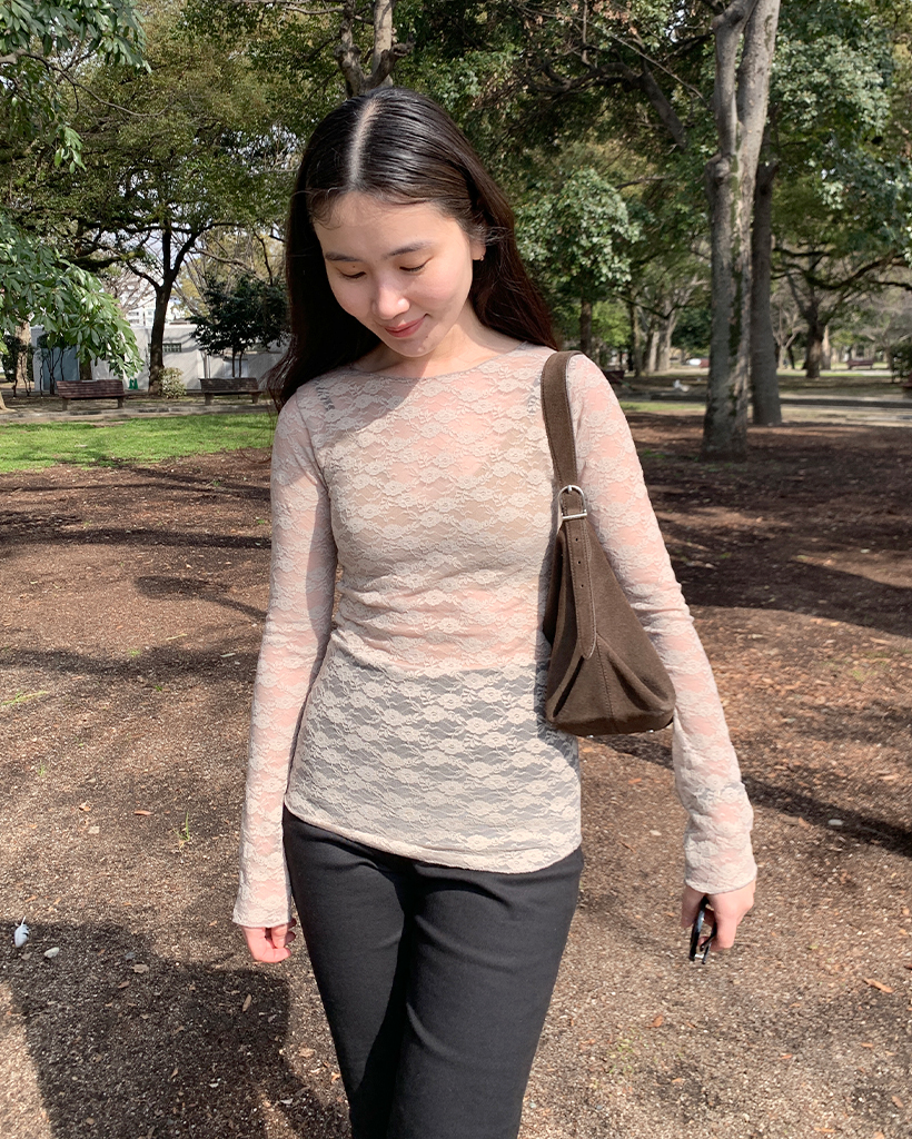 スリムレースロングTシャツ