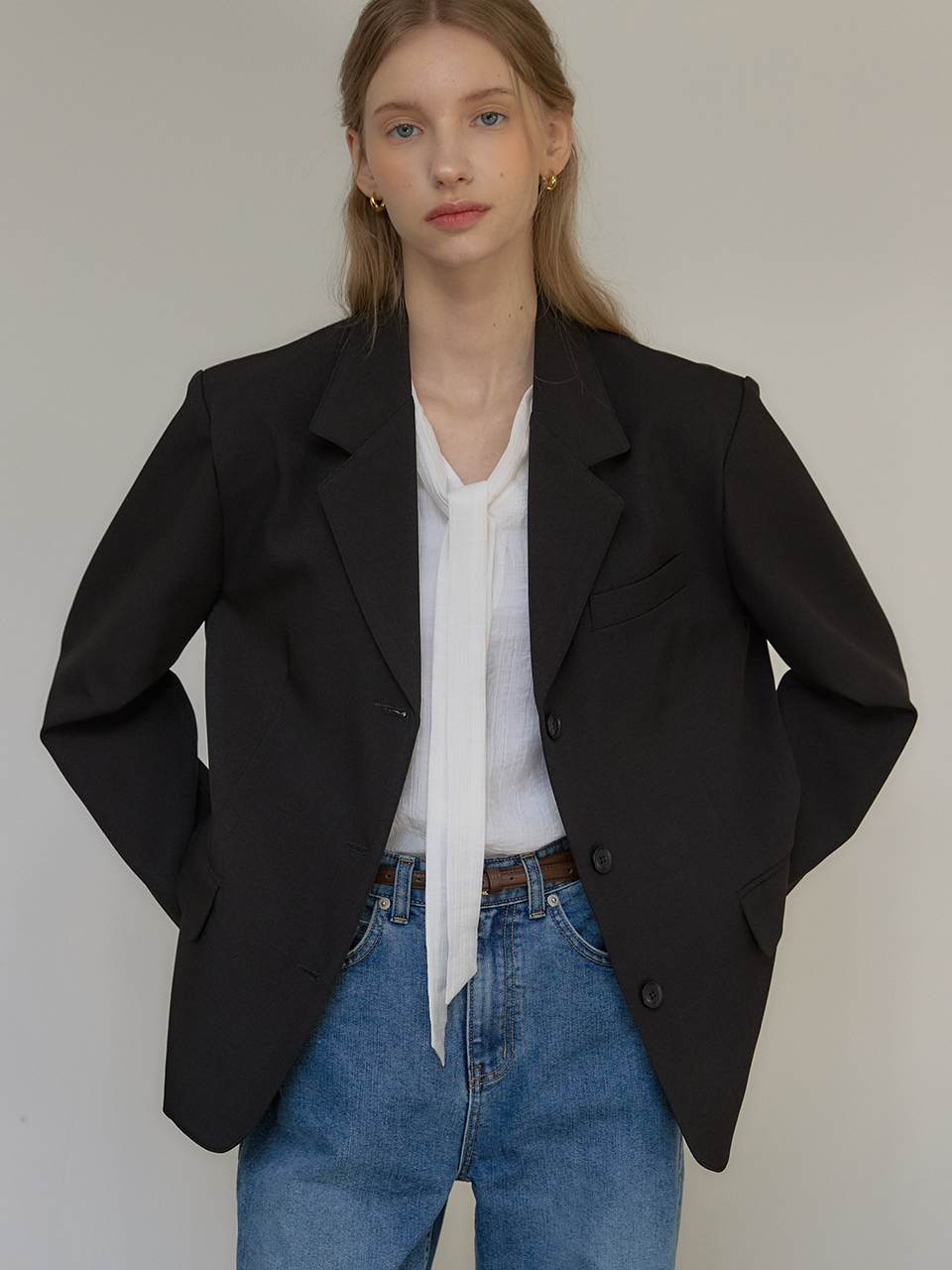 Signature Single Button Jacket - Black