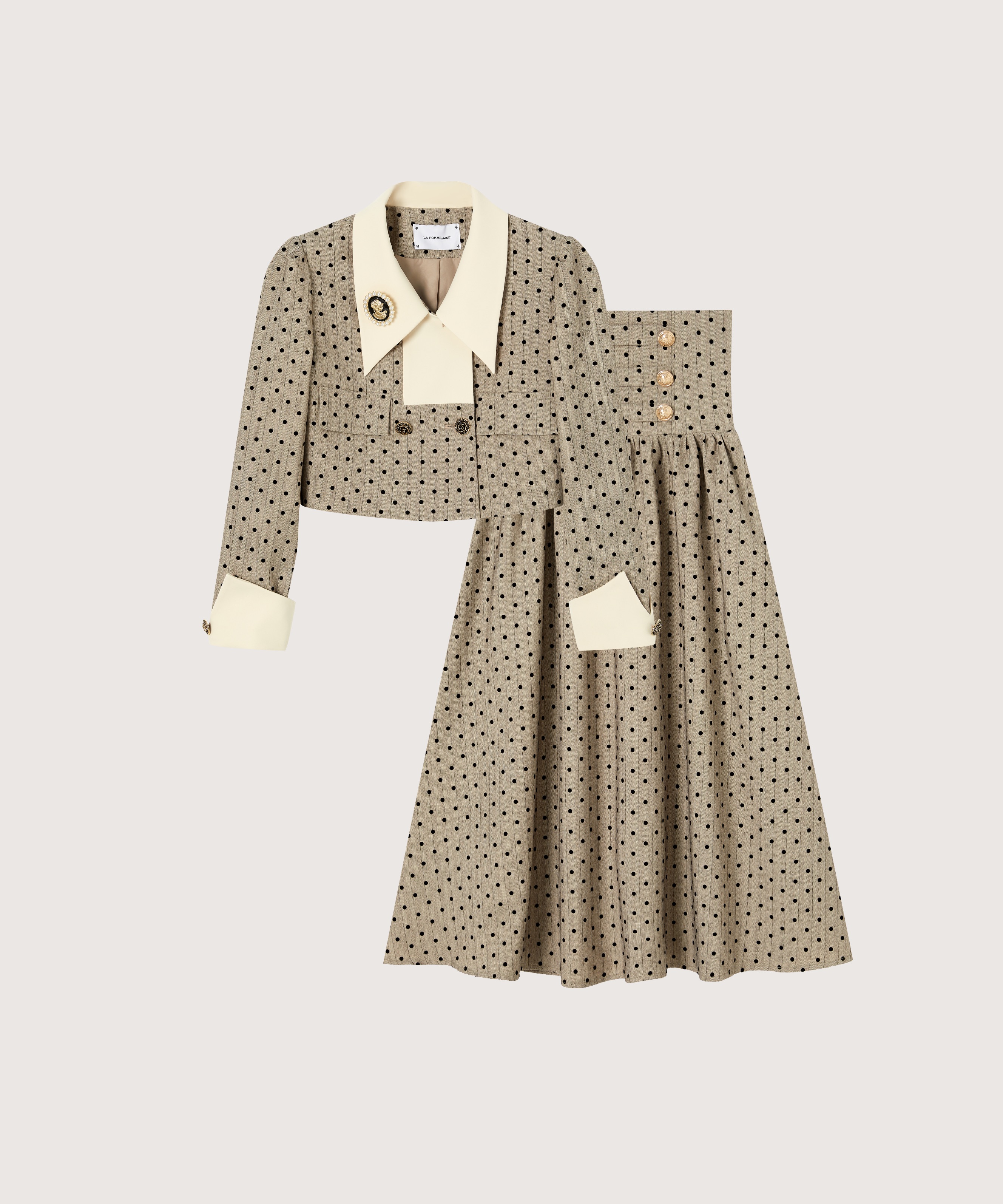 エレガント襟ジャケットレースアップスカート