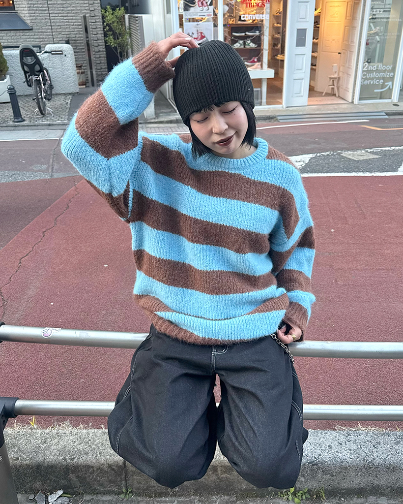 mmちゃん 青色グラデーションデザイン グラデーションボートネックニット | ファッション通販サイト NUGU