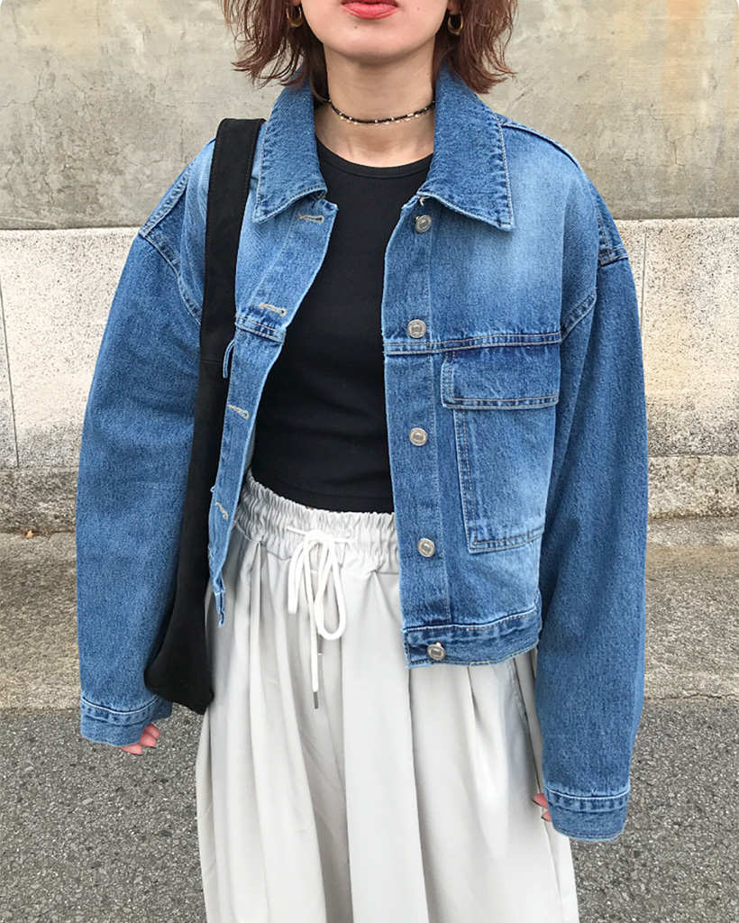   Jeans クロップドデニムジャケット デニムジャケット gジャン クロップド丈デニムジャケット