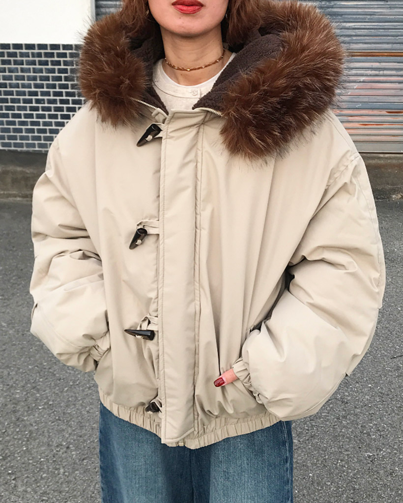 ファーフードパディングジャンパー