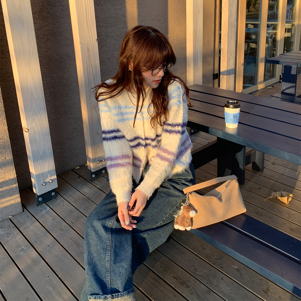 ボーダーファーカーディガン