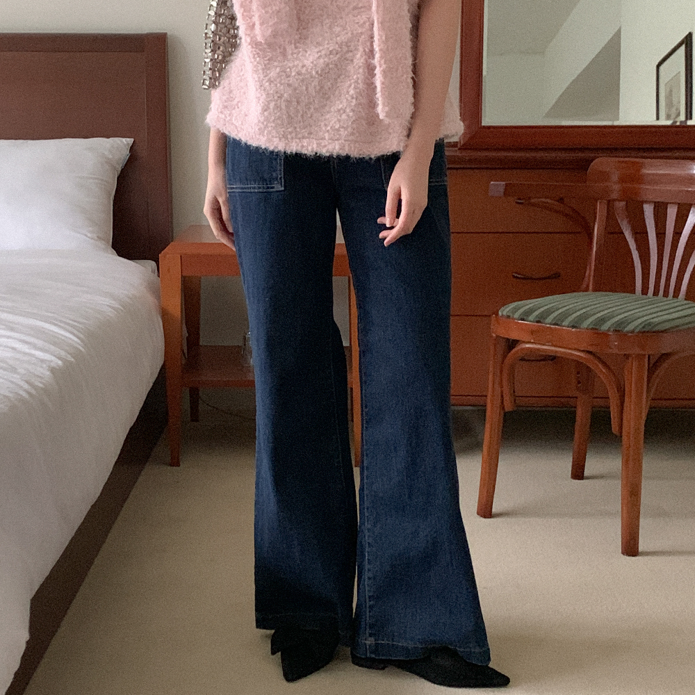 裏起毛ブーツカットデニムパンツ