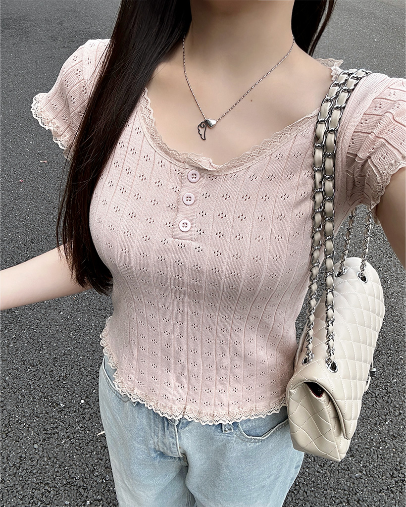 ミニパンチング半袖ニット