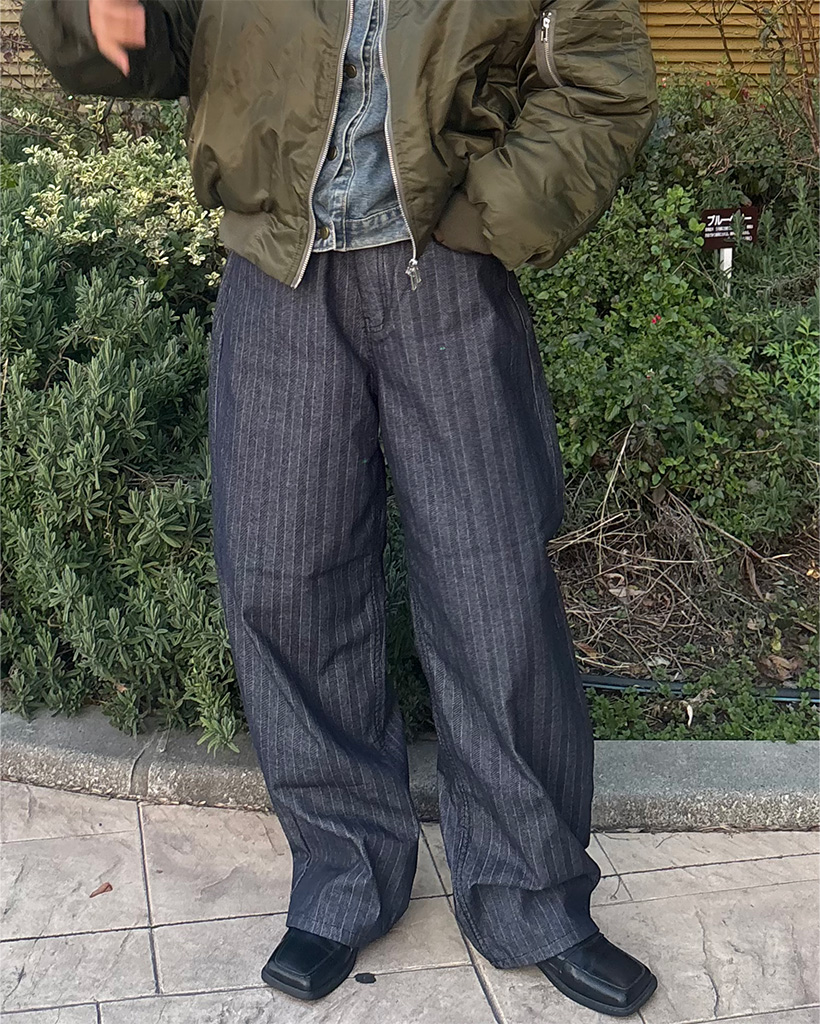 バルーンピンストライプデニムパンツ