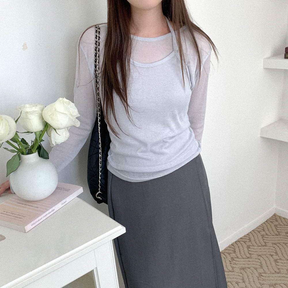 [SET]ホルターネックビスチェシアーレイヤードニットセット