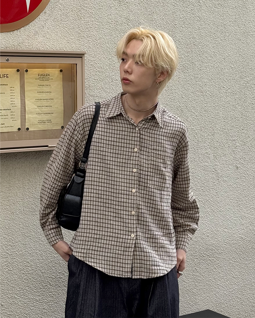 (ユニセックス)ルーズチェックシャツ