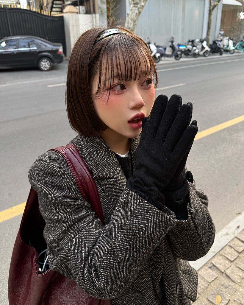 リボンウール手袋