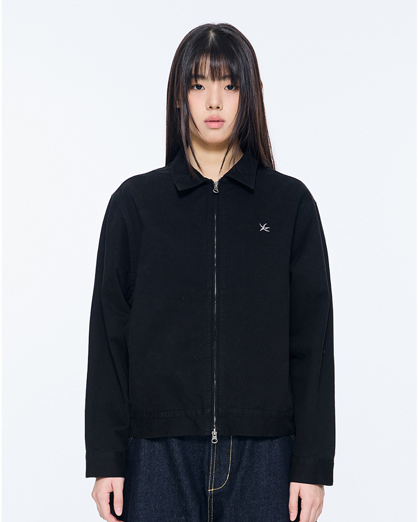 Lawton Waffle Collar Track Zip-up Jacket - Navy