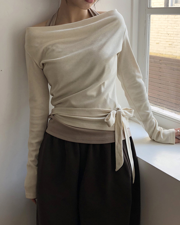 ホルターレイヤード長袖Tシャツ