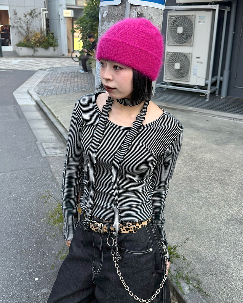 マフラー付きボーダーボートネックTシャツ | ファッション通販サイト NUGU
