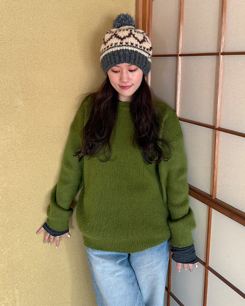 V12 オリーブグリーン Lサイズ セーター ウール100％クルーネックセーター【大きいサイズ】 通販【ニッセン】