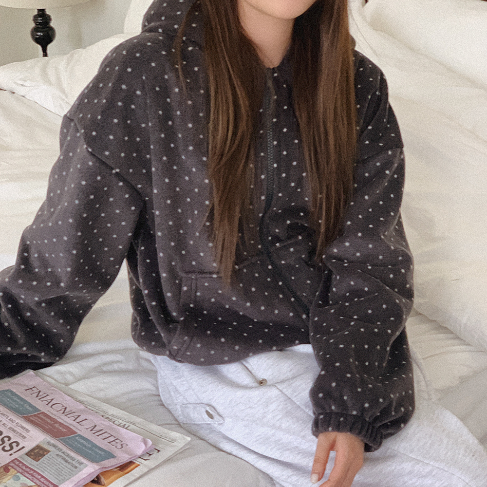 ドット柄 フリース パーカー