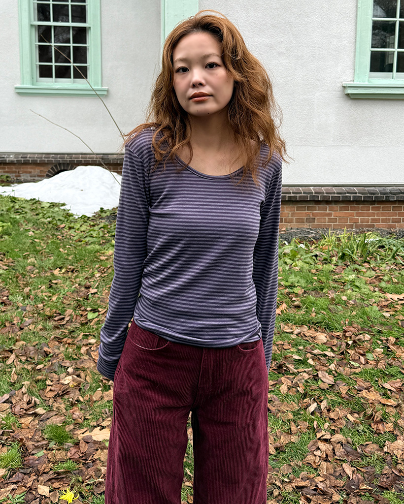 2wayボーダーロングスリーブTシャツ