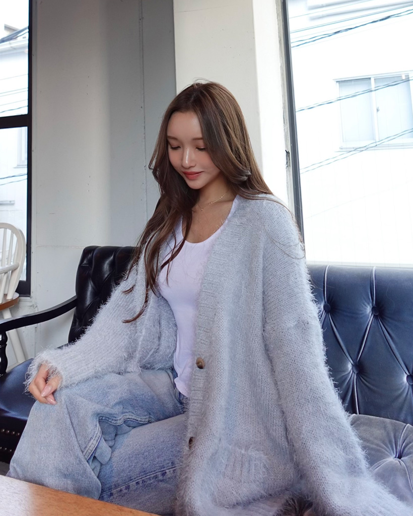 オーバーサイズシャギーカーディガン