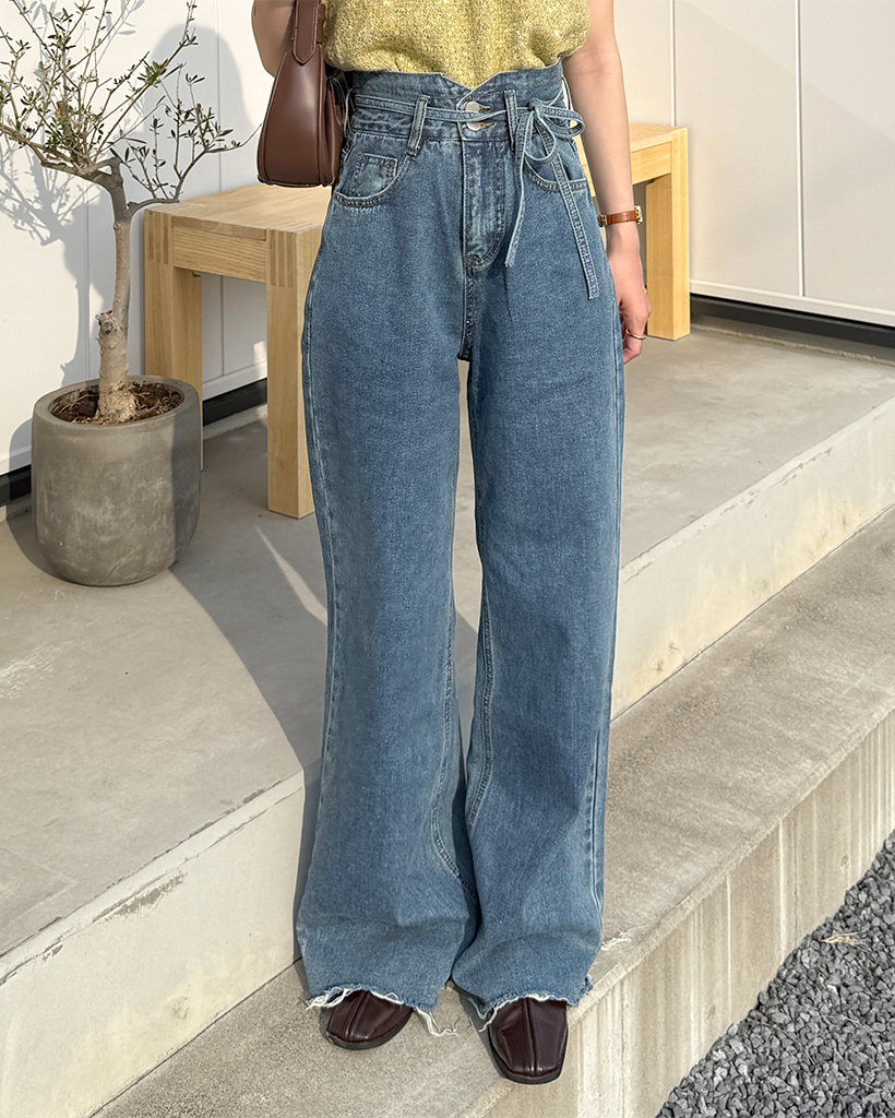 ストラップハイウエストデニムパンツ | ファッション通販サイト NUGU