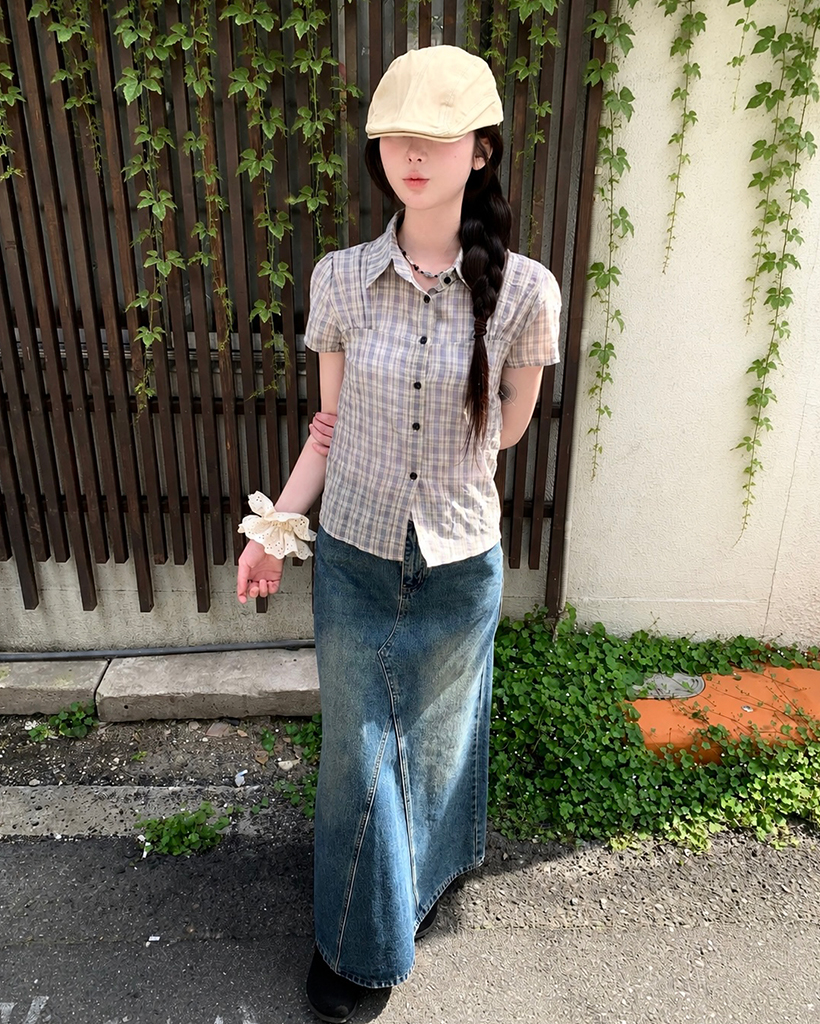 チェストシャリングチェック半袖シャツ