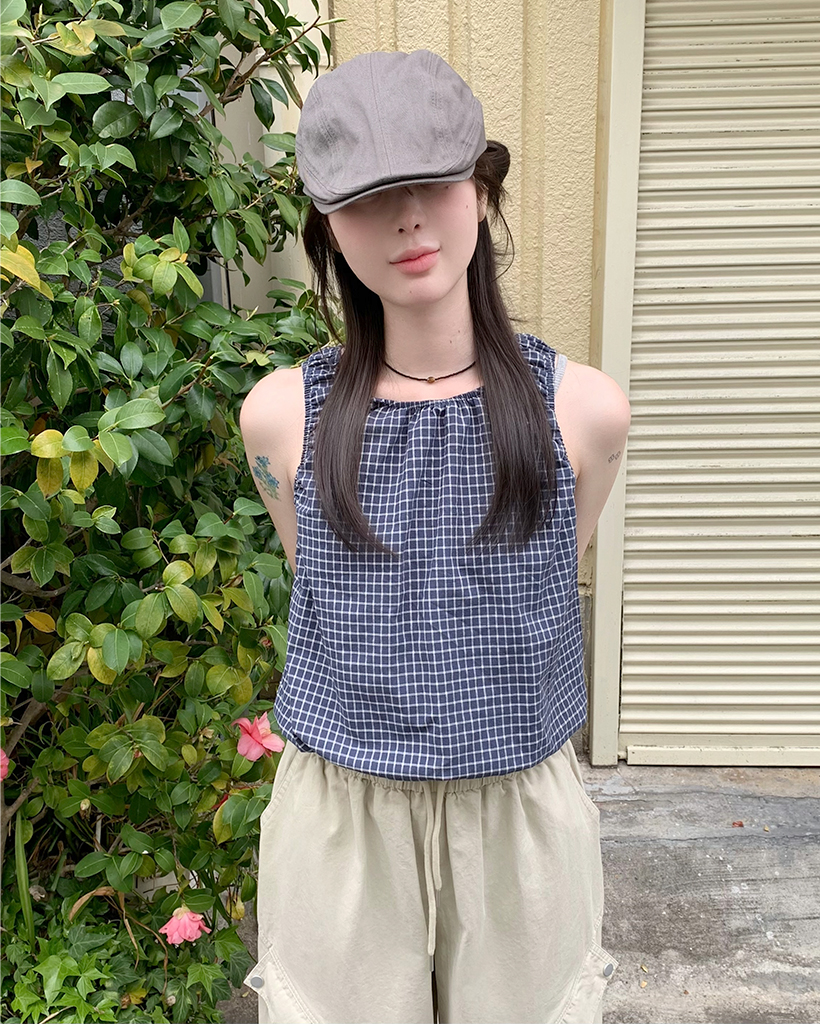 チェックレイヤードノースリーブ