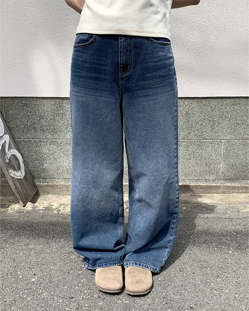 ウォッシュデニムワイドパンツ