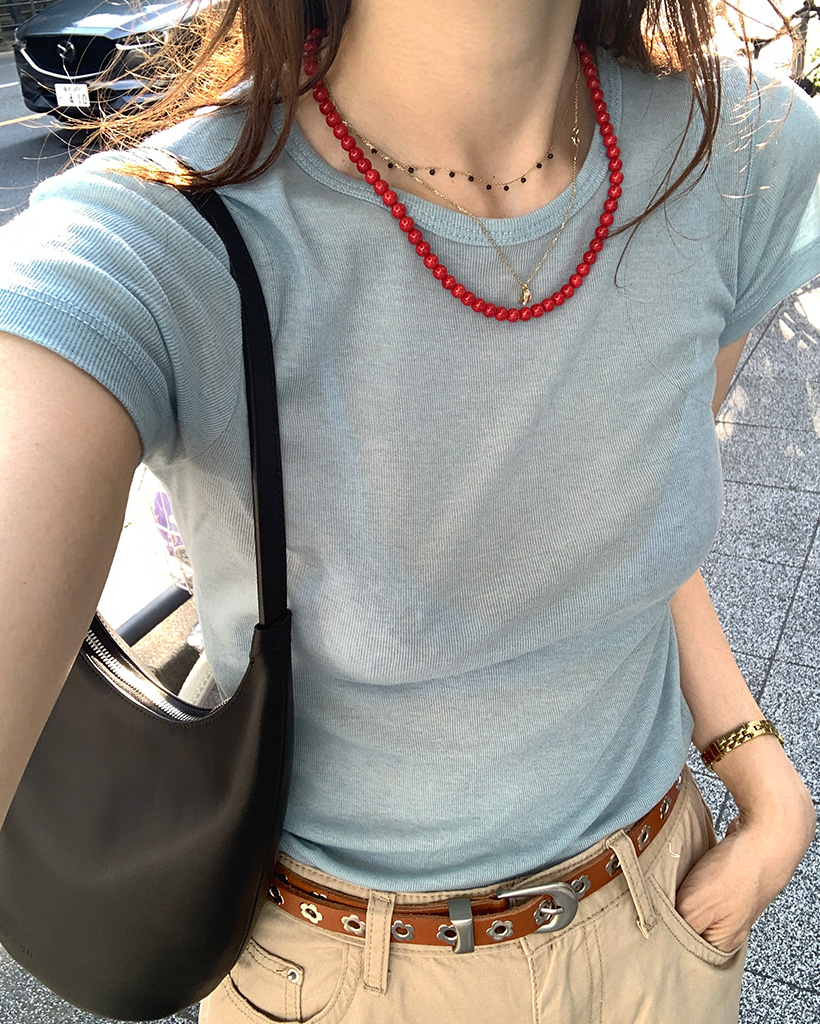 スリムラウンドハーフスリーブTシャツ